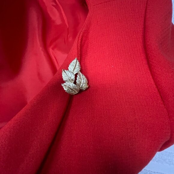 Women's Wrap Front Blazer Jacket with Gold Metal Accent Red Slightly Cropped - Picture 3 of 7